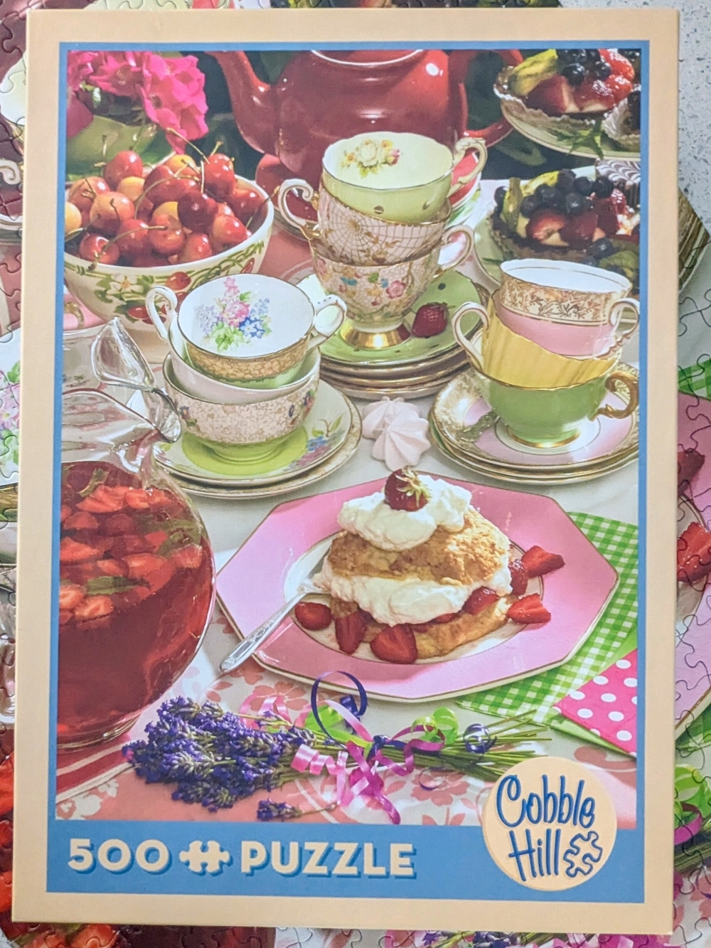 🧩 Cobble Hill Pink & Green Tea Party 500-Piece Jigsaw Puzzle 🍓